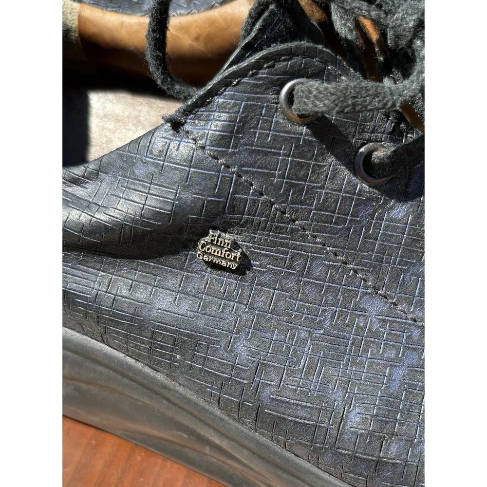 Finn Comfort Shoes Sneakers Womens 7.5 Blue Casual Lace Oxford Leather Germany